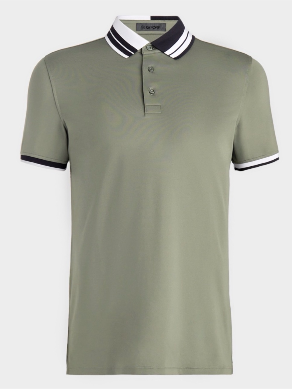 G/FORE CONTRAST STRIPED COLLAR TECH JERSEY BANDED SLEEVE POLO